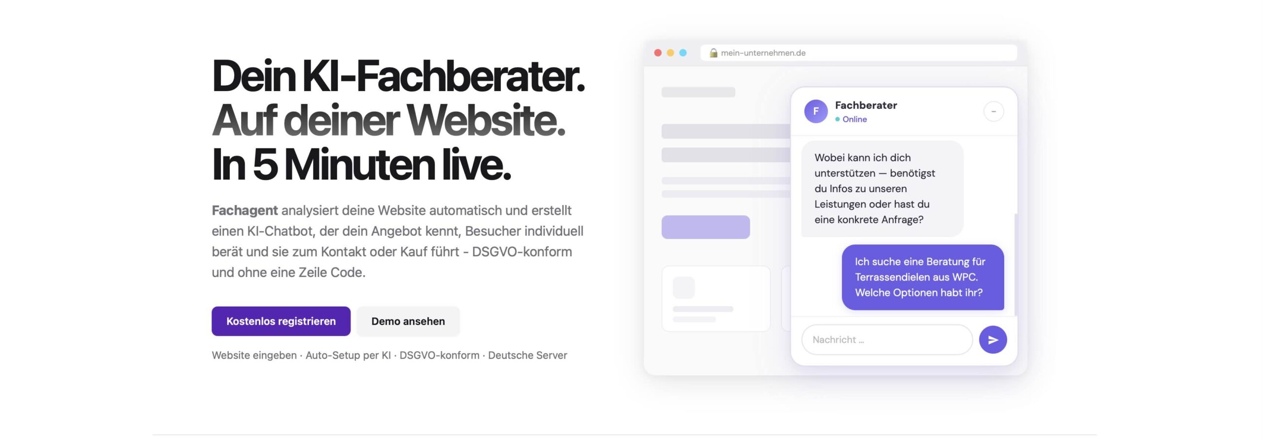 DSGVO-konforme KI-Chatbot Lösung von Fachagent.com