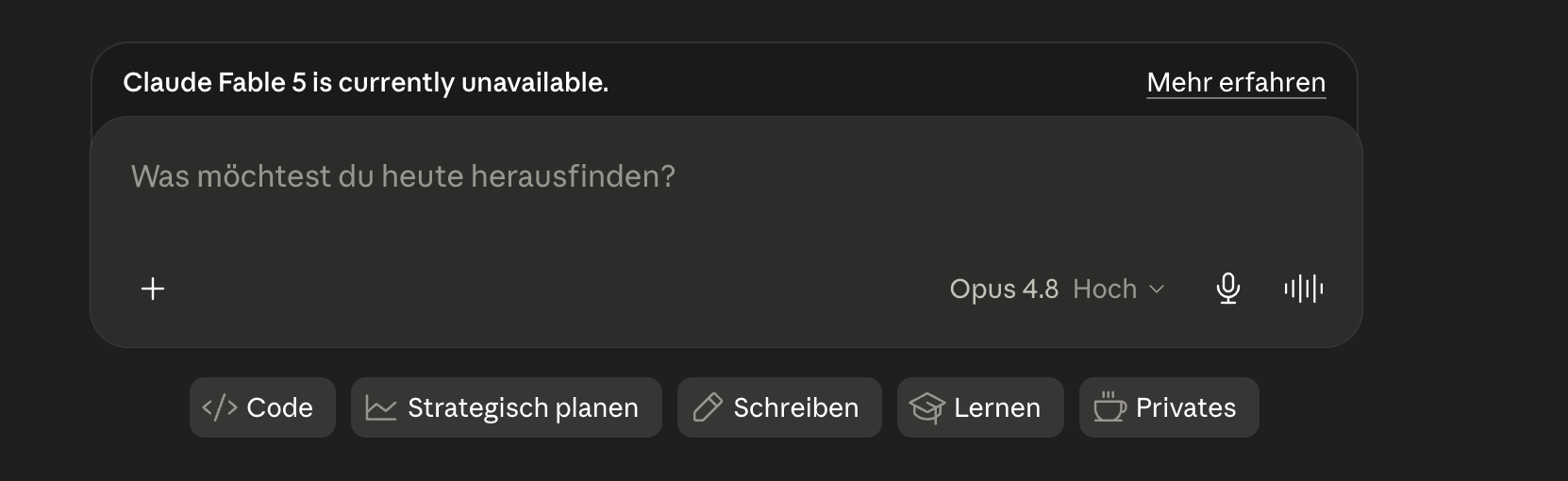 Hinweis auf Claude Abschaltung